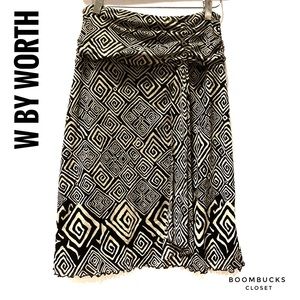 W by Worth Geometric Print MidiSkirt, A line Flowy Skirt